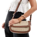 Accessorize straw mix crossbody bag in tan-Brown