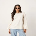 ASOS EDITION textured heavyweight jersey top with seam detail in ivory-White