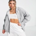 Nike mini swoosh oversized full zip hoodie in grey