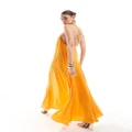 ASOS DESIGN satin racer trapeze volume maxi dress with gold hardware in orange