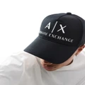 Armani Exchange large logo baseball cap in black/white