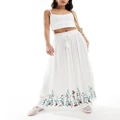 Y.A.S Festival embroidered maxi boho skirt with tie waist in white