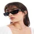 Pieces narrow bold frame sunglasses in black