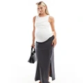 Mamalicious Maternity jersey maxi skirt in magnet grey