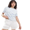 Selected Femme boxy t-shirt in light blue stripe
