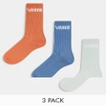 Vans 3 pack classic crew socks in blue, orange and light green