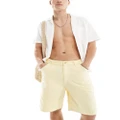 Jack & Jones baggy fit carpenter shorts in yellow-White
