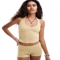 Motel Jules striped halter top in yellow and grey (part of a set)