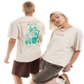 Reclaimed Vintage unisex t-shirt with plant back graphic in stone-Neutral