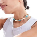 South Beach shell choker necklace in blue