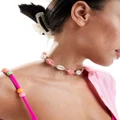 South Beach shell choker necklace in hot pink