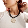 ASOS DESIGN necklace with chunky rope and swirl pendant design in gold tone