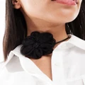 ASOS DESIGN choker necklace with embellished corsage detail in black