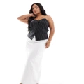 4th & Reckless Plus exclusive maxi seam detail skirt in white