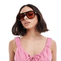 AIRE Whirlpool oversized aviator sunglasses with tan tint lens in black