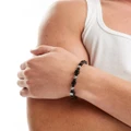 ASOS DESIGN hematite square beaded bracelet-Black