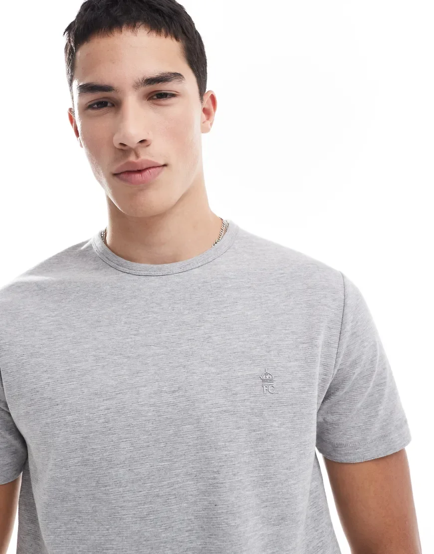 French Connection micro Ottoman t-shirt in light grey melange