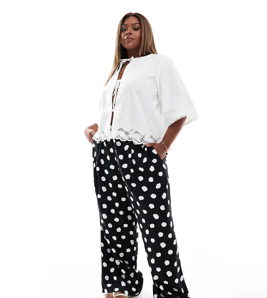 ASOS DESIGN Curve pull-on pants in spot print-Multi
