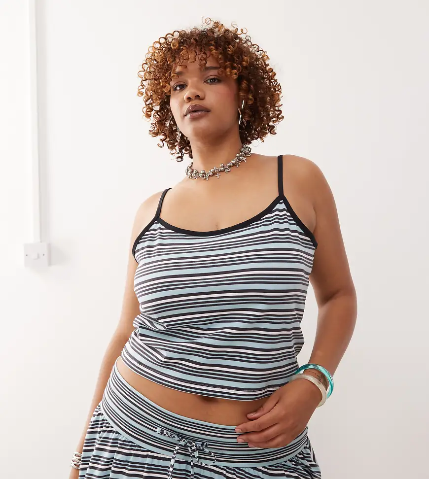 COLLUSION plus mini stripe cami in multi (Part of a set)