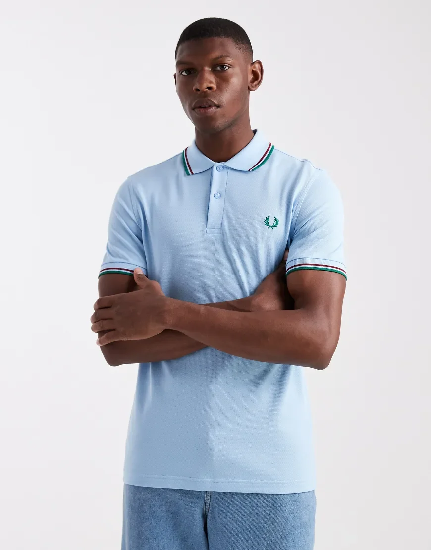 Fred Perry twin tipped polo shirt in blue