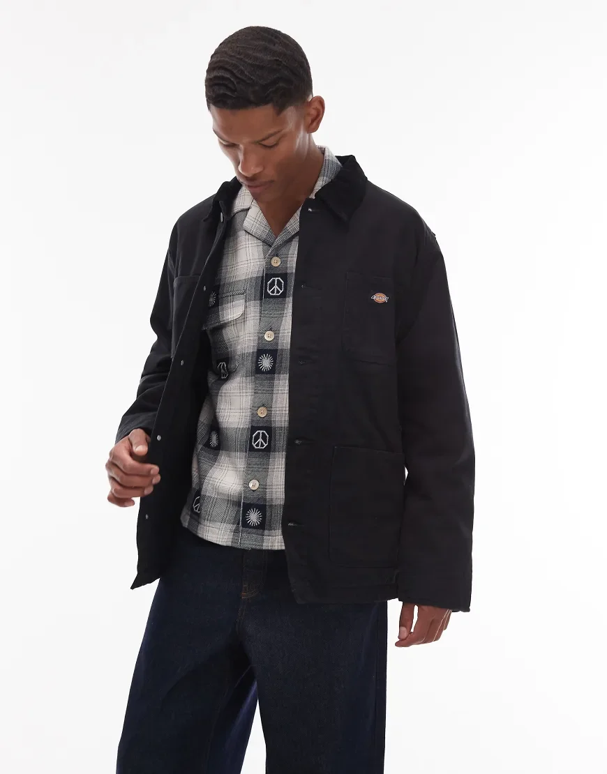 Dickies lined chore canvas jacket in black