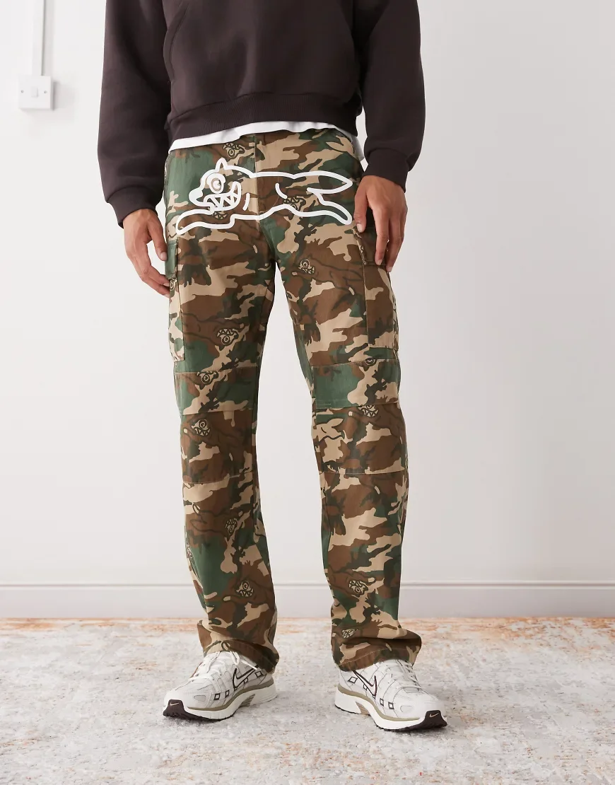 ICECREAM running dog cargo pants in camo-Multi