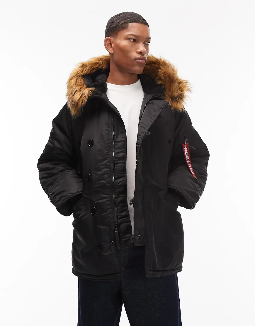 Alpha Industries N-3B heritage winter jacket in black