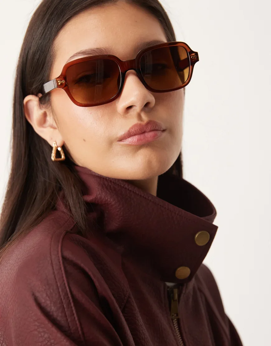 ASOS DESIGN square sunglasses in brown with tonal lens