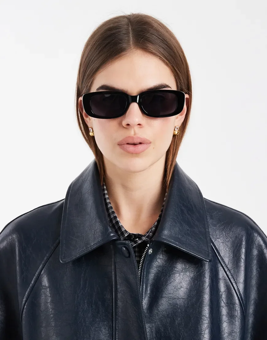 ASOS DEISGN mid square sunglasses in black