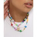 Raising Hell Women's Statement Bead Double Chain Necklace Multi-coloured - Size ONE