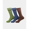 X-large Unisex 91 Text Sock 3 Pack Green/purple - Size ONE