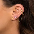 Raising Hell Women's Starry Heart Earrings Chain Gold/pink - Size ONE