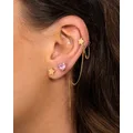 Raising Hell Women's Starry Heart Earrings Chain Gold/pink - Size ONE