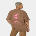 X-girl Women's Face T-shirt Brown - Size 6 (XS)
