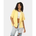 Stussy Women's Check Terry Oversized Shirt Lemon - Size 6 (XS)