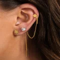 Raising Hell Women's Starry Heart Earrings Chain Iced Gold - Size ONE