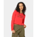 Crooks & Castles Women's Cross Out Long Sleeve T-shirt Red - Size 6 (XS)
