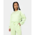 Adidas Women's Hyperglam Crop Sweat Shirt Almost Lime - Size 10 (M)