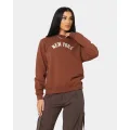 Majestic Athletic Women's New York Yankees Copper Marble Wordmark Crewneck Cappuccino - Size 8 (S)