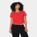 Crooks & Castles Women's Collar Logo Crop T-shirt Red - Size L
