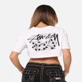 Stussy Women's Dice Cropped T-shirt White - Size 10