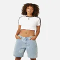 Adidas Women's 3-stripes Baby T-shirt White - Size L