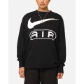 Nike Women's Sportswear Air Over-oversized Fleece Crewneck Black/white - Size 2XL