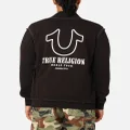True Religion Big T Mock Neck Zip Through Jacket Jet Black - Size 2XL