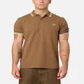 Fred Perry Twin Tipped Polo Shirt Shade Stone/white - Size M