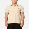 Fred Perry Back Graphic Polo Shirt Oatmeal - Size L