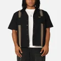 Fred Perry Tape Detail Revere Collared Shirt Black - Size 2XL