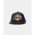 New Era Los Angeles Lakers 'Pu Leather' 59fifty Fitted Black Leather - Size 7