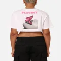 Playboy Women's Smu Cropped T-shirt White - Size 6