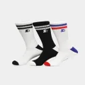 Starter Men's Star Sport Sock 3 Pack White/black/multi - Size ONE